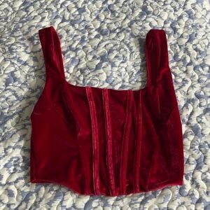 Fashion Nova Red Velvet Crop Tank Top